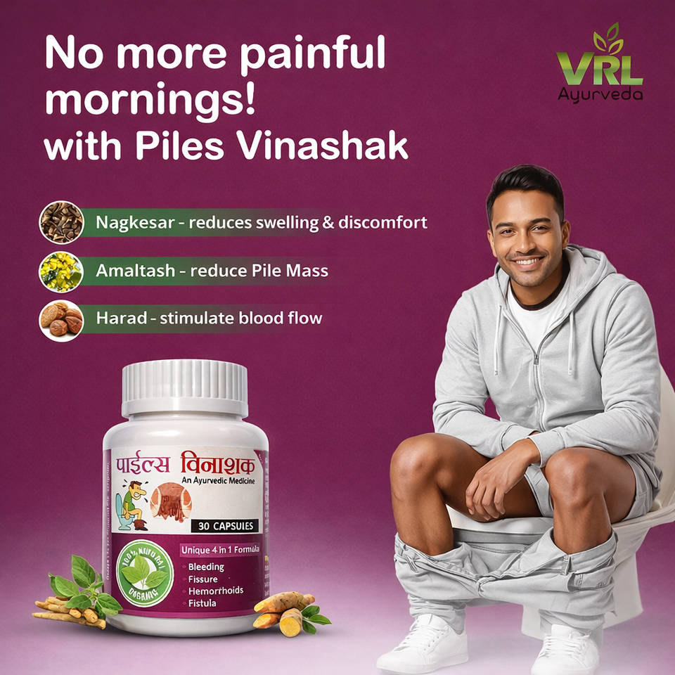 VRL Ayurveda Piles Vinashak Capsules for Piles, Hemorrhoids, Fissure & Fistula Care | 100% Natural 30 Capsules